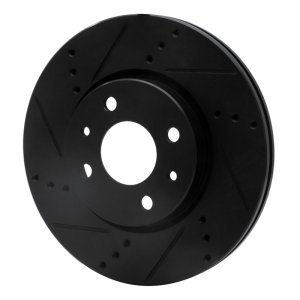 Dodge Vislon Brake Rotor (1) - Front Left - R1 Concepts - Drilled & Slotted - Black - `09-`19